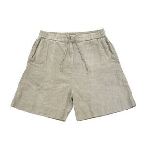 COS Linen Shorts Womens Size M Beige High Rise Pull On Elastic Waist